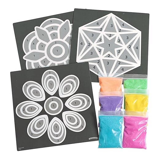 Colorations World of Art - India Rangoli, 6 Designs with Sand - Set of 12