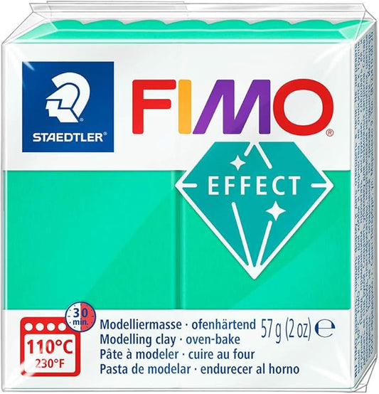 Staedtler FIMO Effects Polymer Clay - -Oven Bake Clay for Jewelry, Sculpting, Translucent Green 8020-504