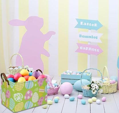 NTAOHAMPER Rectangular Green Easter Basket,Easter Gift Basket Empty,Toys/Books Box,Room Decor(Green Easter Egg)