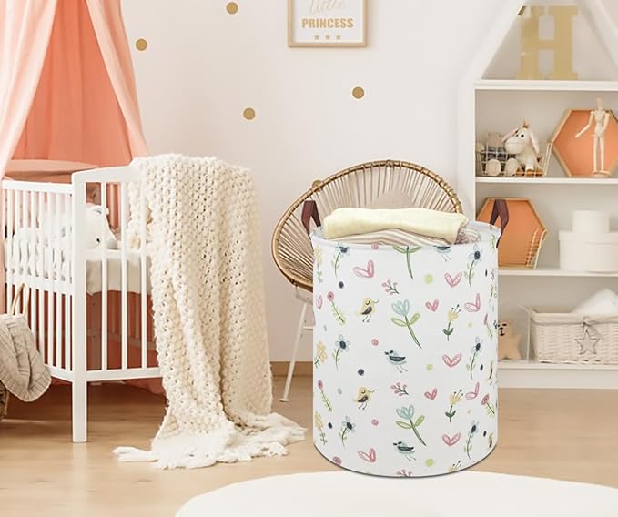 CLOCOR Kids Laundry Basket,Waterproof Baby Nursery Hamper,Collapsible Fabric Storage Container,Toys Bin,Room Decor,Gift Basket（Painting