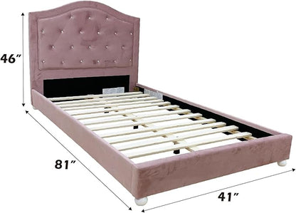 Acme Reggie Twin Bed in Pink Fabric