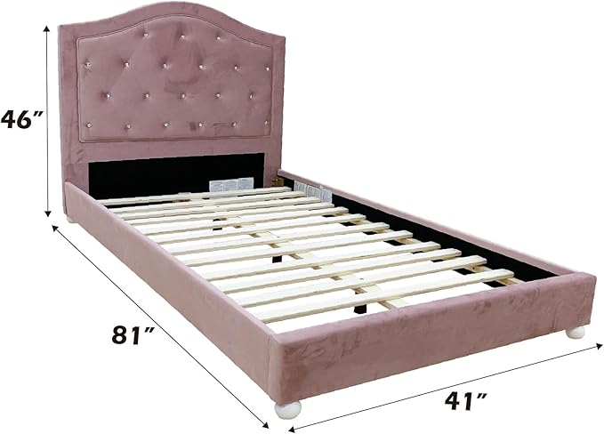 Acme Reggie Twin Bed in Pink Fabric