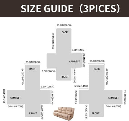 Easehomey Waterproof Recliner Sofa Cover,Non-Slip Reclining Sofa Covers for 3 Seat,Washable Reclining Sofa Cover Furniture Protector with Elastic Straps Pocket for Kids, Pets(Chocolate,3Seat)