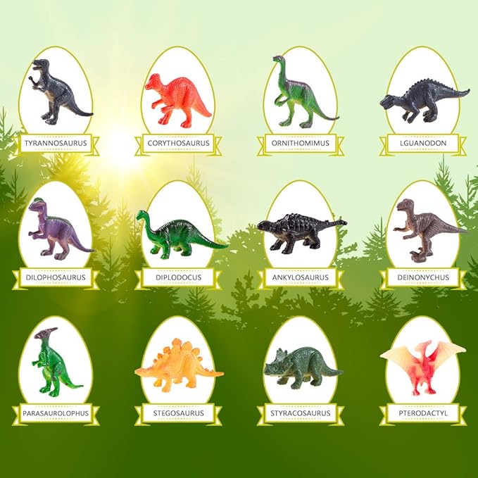 XXTOYS 𝐃𝐢𝐧𝐨 𝐄𝐠𝐠 𝐃𝐢𝐠 𝐊𝐢𝐭, Dig a Dozen Dinosaur Eggs Excavation Kits with 12 Unique Dinosaur Toys, Dinosaur Dig for Kids, Easter Party Archaeology Paleontology Educational Science STEM Gift