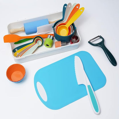Kids Cooking & Baking Set Real Cooking Utensils Guide - Complete Cooking Supplies for The Junior Chef - Kids Baking Tools for Girls & Boys - Real Kitchen Accessories Kit for The Curious Child