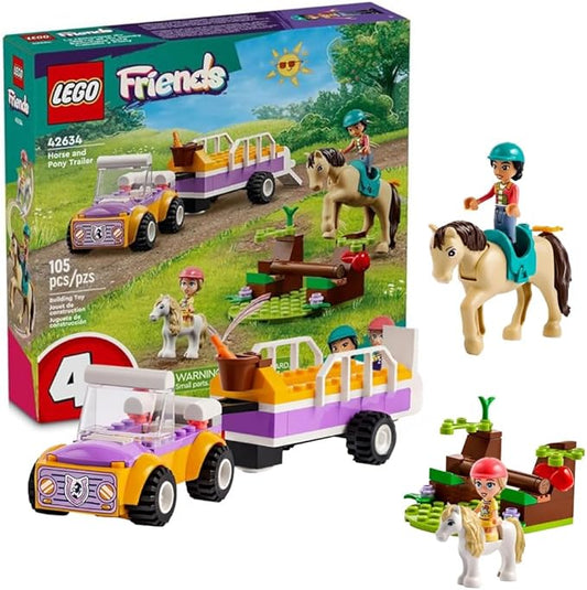 LEGO Friends Horse and Pony Trailer Playset, Building Toy for Kids, Creative Play Gift with Liann and Zoya Characters and 2 Animal Figures, Toy for 4 Year Olds and Up, 42634