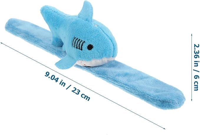 LUOZZY 6 Pcs Plush Slap Bracelets Shark Stuffed Animal Slap Band Bracelets for Kids Birthday Party Favors Gifts (Blue Pink Gray)
