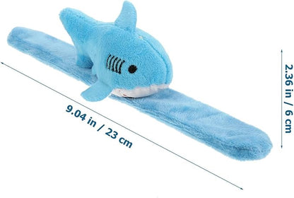 LUOZZY 6 Pcs Plush Slap Bracelets Shark Stuffed Animal Slap Band Bracelets for Kids Birthday Party Favors Gifts (Blue Pink Gray)
