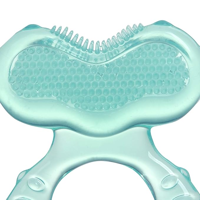 Nuby Silicone Teethe-EEZ Teether with Bristles, Includes Hygienic Case, Aqua (Pack of 1)