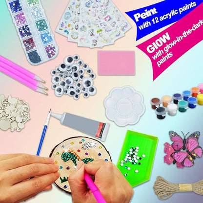 Quimoy Christmas Crafts for Adults, 24 Pcs DIY Christmas Ornaments Kits, Arts and Crafts Kits for Kids Adults, Wooden Painting Crafts, Christmas Wood Ornaments for Crafts