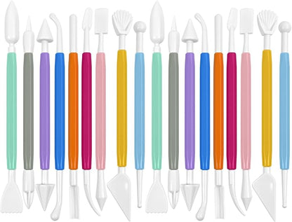 Clay Tools 18PCS Air Dry Clay Double-Ended Tool Kit Plastic Clay Sculpting Tools Set for DIY Pottery, Modeling Molding Polymer Clay