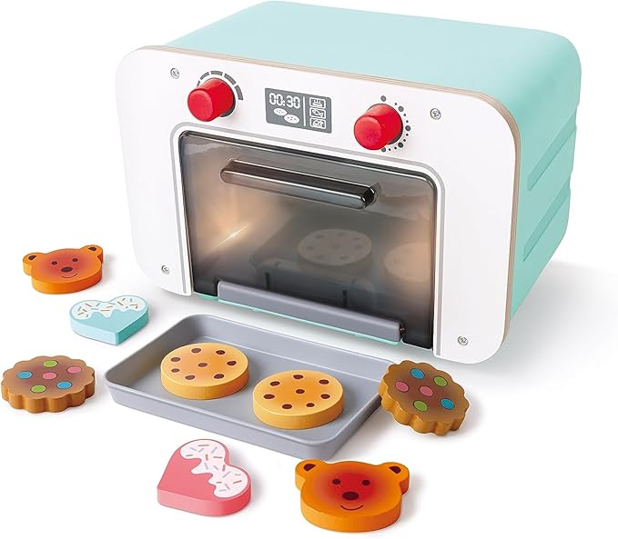 Hape: Countdown Baking Oven - Lights & Sounds, Wooden Kitchen Toy Playset, Biscuit & Baking Tray Accessories, Realistic Pretend Play, Kids Ages 3+