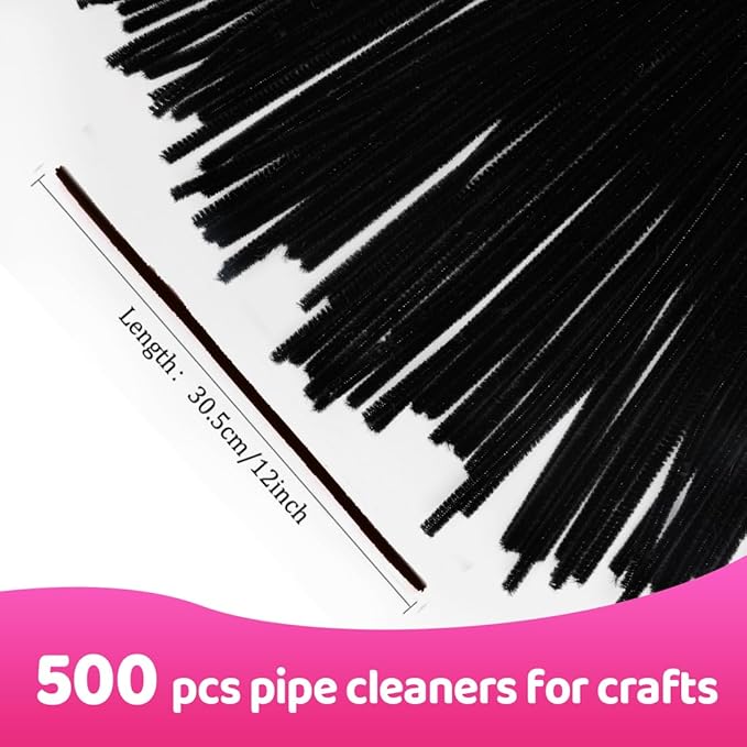 Praisebank 500pcs Black Pipe Cleaners, Pipe Cleaners, Pipe Cleaners for Crafts.