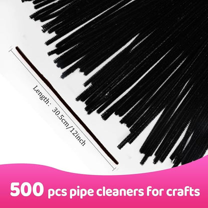 Praisebank 500pcs Black Pipe Cleaners, Pipe Cleaners, Pipe Cleaners for Crafts.