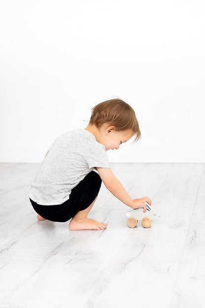 Pearhead Wooden Toy Bunny, Push and Pull Montessori Baby and Toddler Toy, Baby Girl or Baby Boy Nursery Accessory