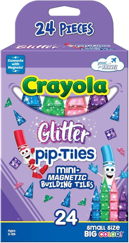 CreateOn Crayola Mini Magnetic PIP-Tiles, Building Set for Kids, Magnetic Building Easter Toys for Kids, STEM Travel Toys for Boys and Girls Ages 3+, 24-Piece Set (Glitter)