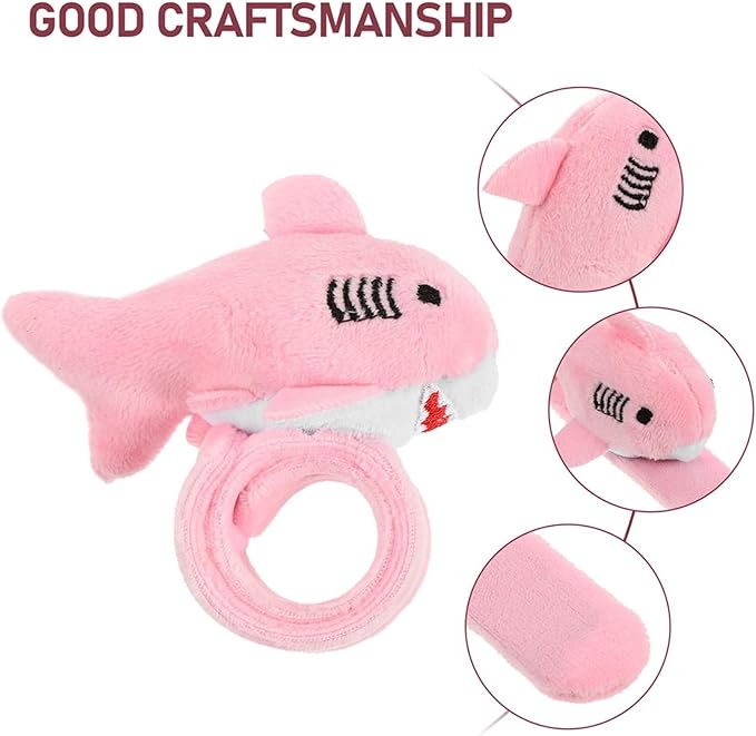 LUOZZY 6 Pcs Plush Slap Bracelets Shark Stuffed Animal Slap Band Bracelets for Kids Birthday Party Favors Gifts (Blue Pink Gray)