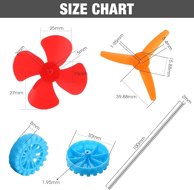 12 Set 135 Pcs DC Motors Kit, Tiny Motor Kit 1.5-3V 15000RPM, Shaft Propeller for DIY Science Project, 2 x AA Battery Holder, Suitable for Kids Experiment Enlightenment DIY Science Projects