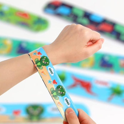DERAYEE 24 Pcs Dinosaur Slap Bracelets for Kids, Jurassic Forest World theme Snap Bands Toy Gift Party Favor Supplies for Dino Party Bag