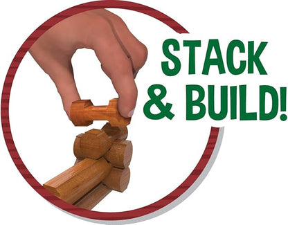 LINCOLN LOGS-Sawmill Express Train - 101 Parts - Real Wood Logs - Buildable Train Track-Ages 3+ - Best Retro Building Gift Set for Boys/Girls-Creative Construction Engineering-Preschool Education Toy