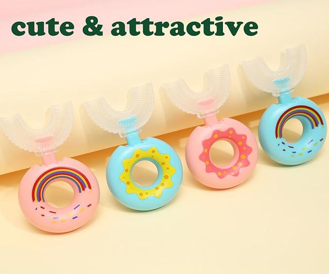 4 Packs Kids Toothbrushes U Shaped