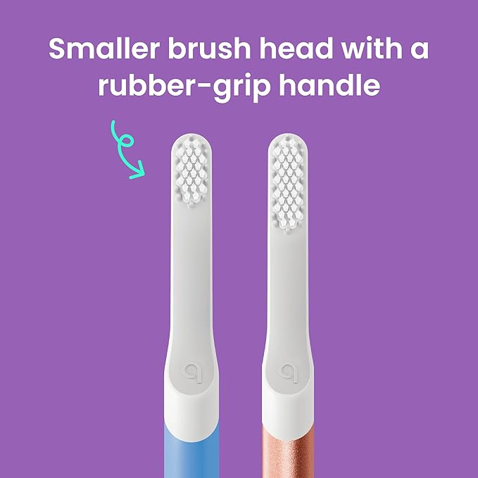 Quip Sonic Toothbrush for Kids with Timer - Includes Extra Brush Head and Travel Cover Mount - Electric, Soft Bristle Refill Head, Rubber Handle, 3 Month Battery Life - Travel Toothbrush - Blue