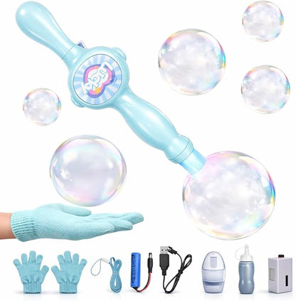 Elastic Bubble Fog Wand, Fog Bubble Machine for Kids, STEM Toy & Science Experiment Kit for Kids, Birthday Gift for 6 Year Old Girl/Boy, Magic Bubble Machine with Lights and Music (Bule)