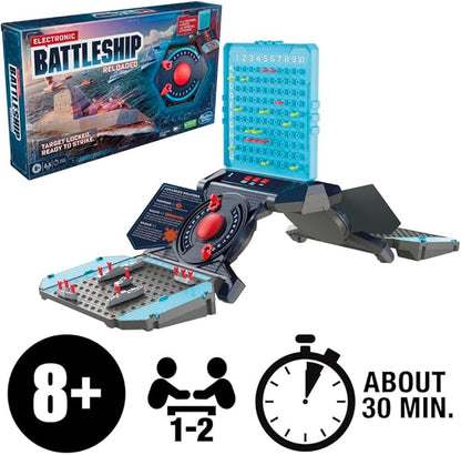 Hasbro Gaming Electronic Battleship Reloaded Board Game, Naval Combat Strategy Game with Sounds, Lights, Special Attacks, Ages 8 and Up, 1-2 Players