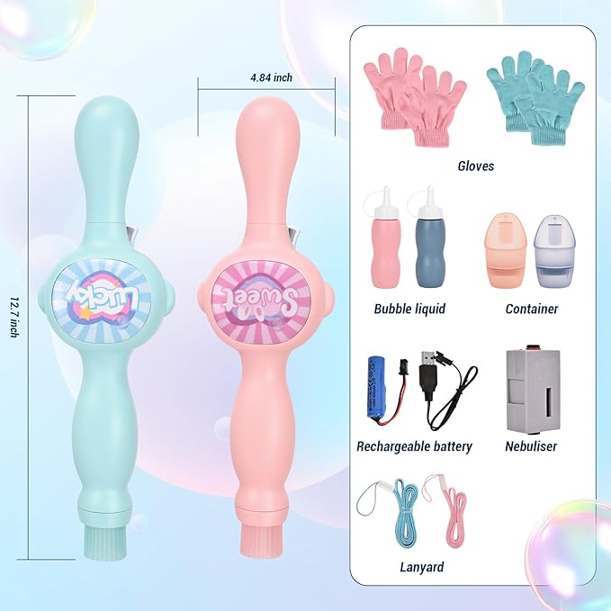 Elastic Bubble Fog Wand, Fog Bubble Machine for Kids, STEM Toy & Science Experiment Kit for Kids, Birthday Gift for 6 Year Old Girl/Boy, Magic Bubble Machine with Lights and Music (Bule)