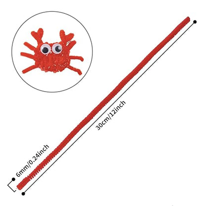 Cuttte Pipe Cleaners Craft Supplies - 300pcs Red Pipe Cleaners Chenille Stems for Craft Kids DIY Art Supplies (6 mm x 12 inch)
