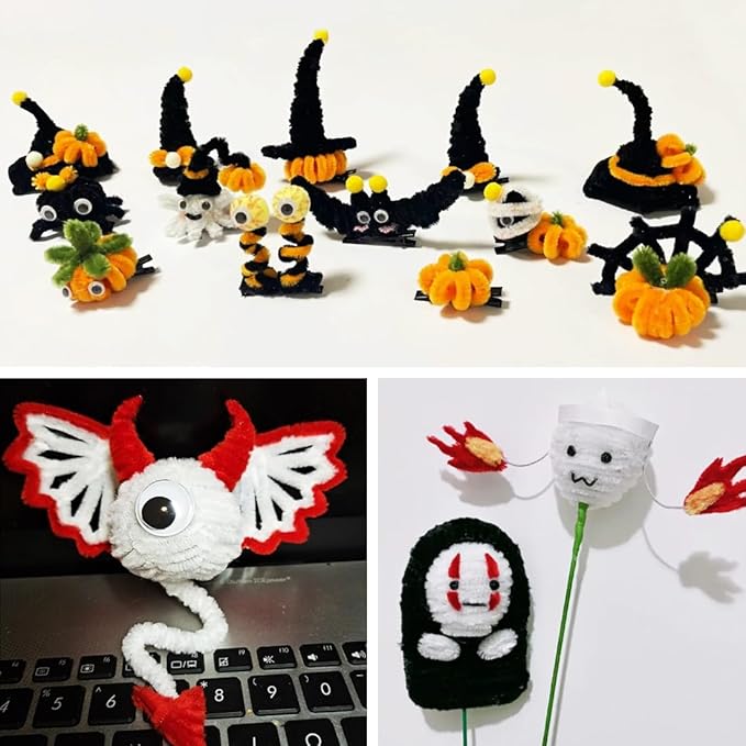 Eppingwin Pipe Cleaners, 150 PCS Chenille Stems, Halloween Pipe Cleaners for Crafs, Pipe Cleaners for Crafts, DIY