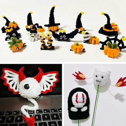 Eppingwin Pipe Cleaners, 150 PCS Chenille Stems, Halloween Pipe Cleaners for Crafs, Pipe Cleaners for Crafts, DIY