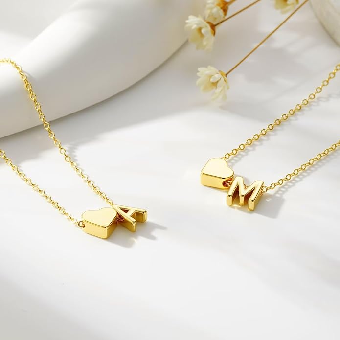M MOOHAM Mothers Day Gifts for Kids Teens Girls - 14K-Gold-Plated Heart Initial A-Z Bracelets for Women Girl Dainty Gold Bracelets Birthday Mothers Day Gifts for Mom Grandma Teenage Girls Kids Teens