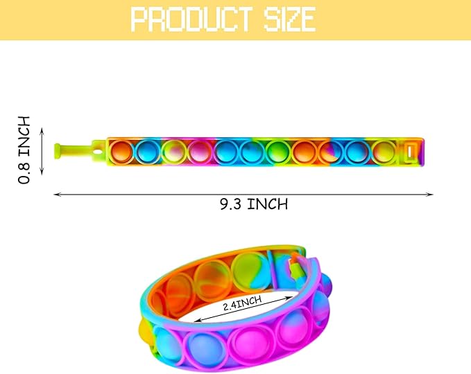 120 Pcs Pop Bracelet Bubble Fidget Toys Pack, Stress Relief Finger Press Silicone Wristband Toy for Party Favors Supplies Classroom Prize Christmas Valentine's Day Gift (Random Color)
