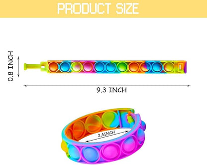 120 Pcs Pop Bracelet Bubble Fidget Toys Pack, Stress Relief Finger Press Silicone Wristband Toy for Party Favors Supplies Classroom Prize Christmas Valentine's Day Gift (Random Color)