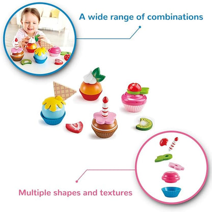 Hape Cupcakes | Colorful Wooden Cupcakes, Children’S Pretend Play Food Kitchen Toy