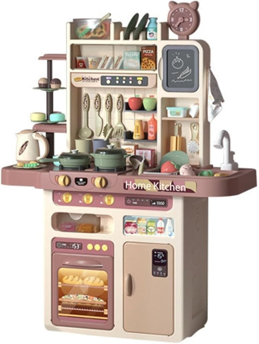 Serena & Jewel Kit for - Kitchen Playset Pretend Food - Toy Accessories Set w/Real Sounds & Light, Play Sink, Cooking Stove with Efflunent,88 PCS for Toddlers Kids, Girls & Boys（3-10 Years） (Orange)