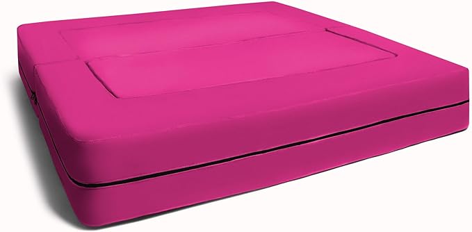 Jaxx Zipline Sofa & Large Ottoman 3 in 1 Fold Out Sofa, Big Kids Edition, Fuchsia, 17454