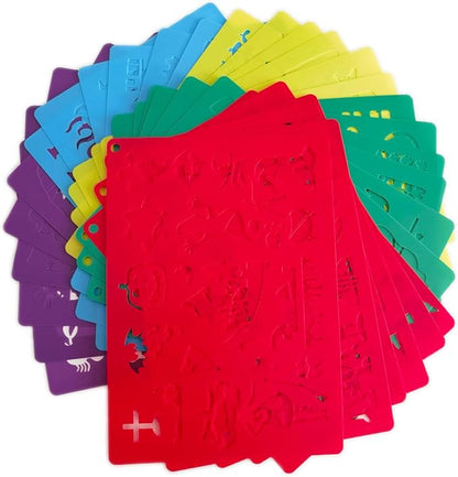 30pcs Drawing Stencils, Plastic Kids Stencils for Drawing with 450+ Shapes, Great Birthday Christmas Gift for Kids