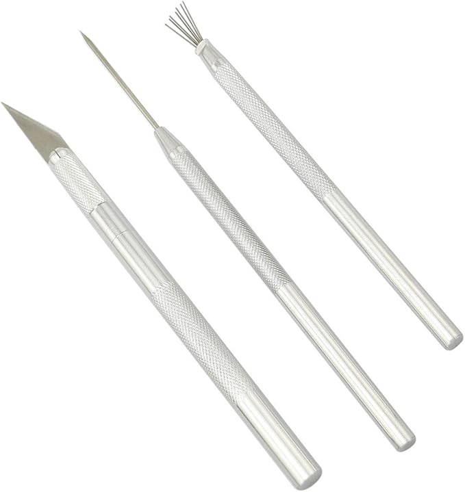 ZYAMY 3IN1 Sculpting Tool Set Feather Pin, Carving Knife and Pro Needle Wire Texture Pottery Clay Tool Kit Brush Tools Ceramics Modeling Tool