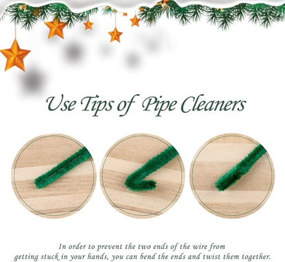 110 Pieces Green Pipe Cleaners, Pipe Cleaners Craft, Craft Pipe Cleaners Chenille Stem Bulk, Art Pipe Cleaners for Creative Decoration Christmas Valentine's Mother's Day