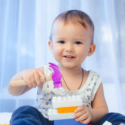 Fowecelt Wooden Hammer Toys Simulation Hammers Maintenance Tools Educational Toys for Kids Birthday Party Games Supplies (Purple)