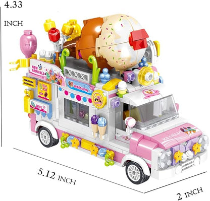 Ice Cream Truck Building Set for Age 8 9 10 11 12 Year Old Kids, Mini Blocks STEM Toy Building Sets for Girls, Girls Building Block Construction Kits, Best Birthday Gift for Girls 593pcs