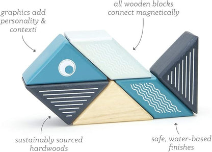 6 Piece Tegu Travel Pal Magnetic Wooden Block Set, Whale