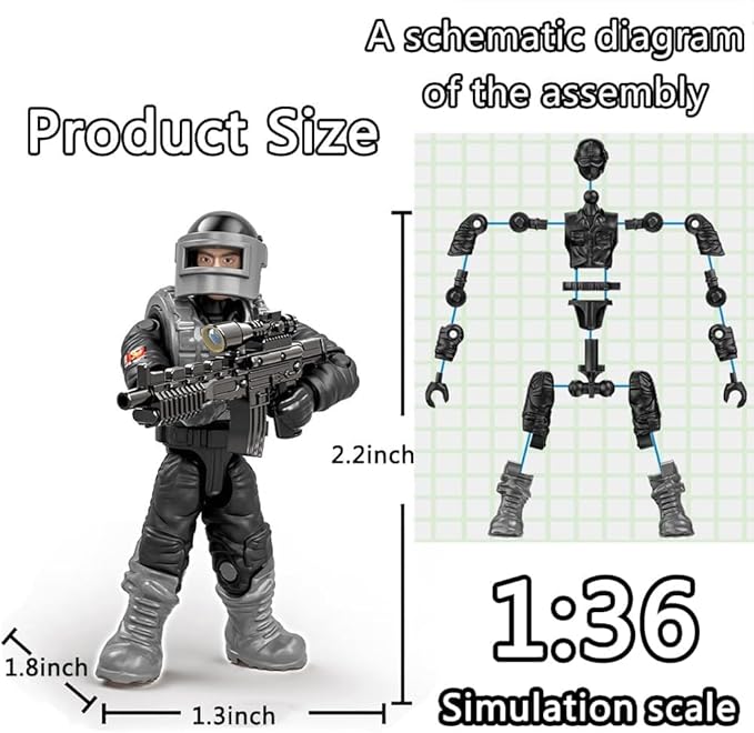 24 PCS Special Forces Building Block Action Mini-Figures Blind Bags with Multiple Military Weapons Accessories Equipment Assembly Building Toys Party Favors for Boys