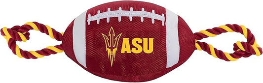 Pets First Arizona State Football Dog Toy, Tough Quality Nylon Materials, Strong Pull Ropes, Inner Squeaker, Collegiate Team Color