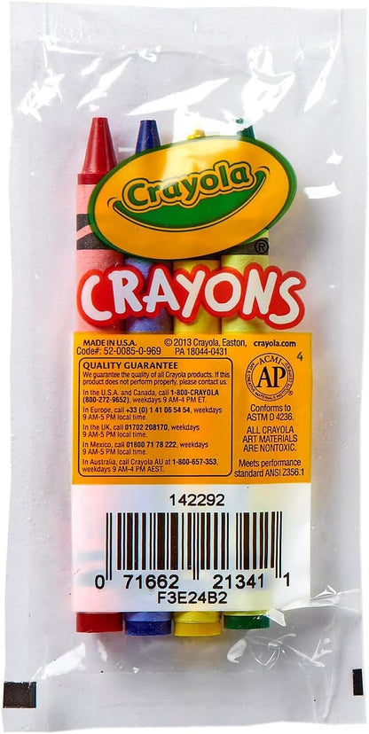 Crayola Full-Size Crayons, Assorted 4-Colors, RED, BLUE, GREEN AND YELLOW, Great for Party Favors, Restaurants and More, 12 Packs of 4, 48 Crayons Total