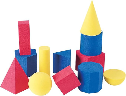 Learning Resources Hands-On Soft Geosolids, Soft Foam 3D Shapes, Set of 12, Ages 5+ (LER6120)