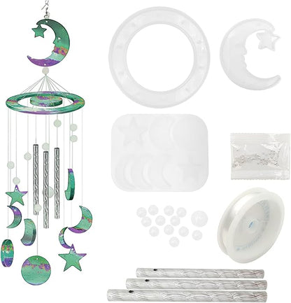 Wind Chimes Resin Molds Moon Star Silicone for Home Decor Create Art DIY Wind-Bell Supplies Epoxy Acrylic Resin Molds Decorations Kit