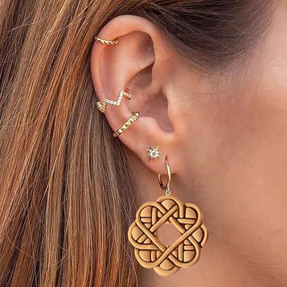 6 Pcs Chinese Style Polymer Clay Cutters,Retro Boho Flower Texture Polymer Clay Earrings Polymer Clay Molds Vintage Geometry Line Clay Earring Cutters for DIY Craft Jewelry Clay Earring Making Kit